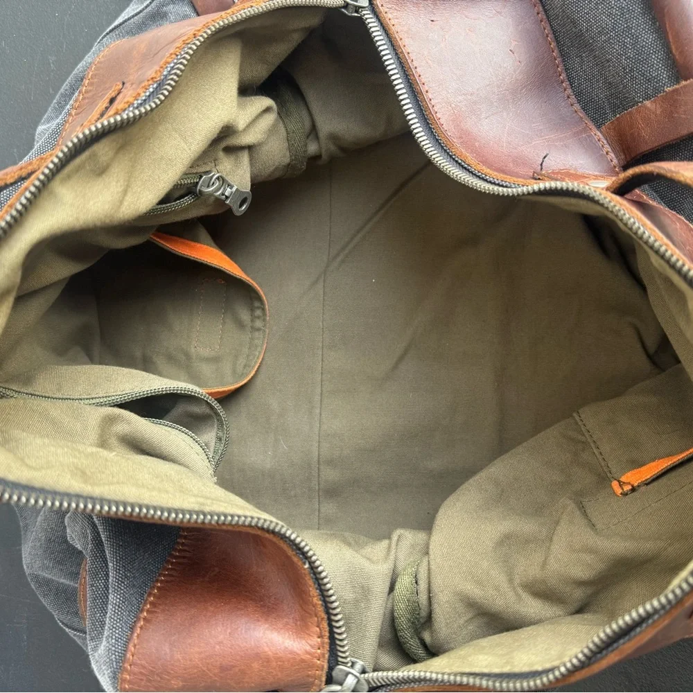 Leather Canvas Weekender Duffle Bag 🔥
